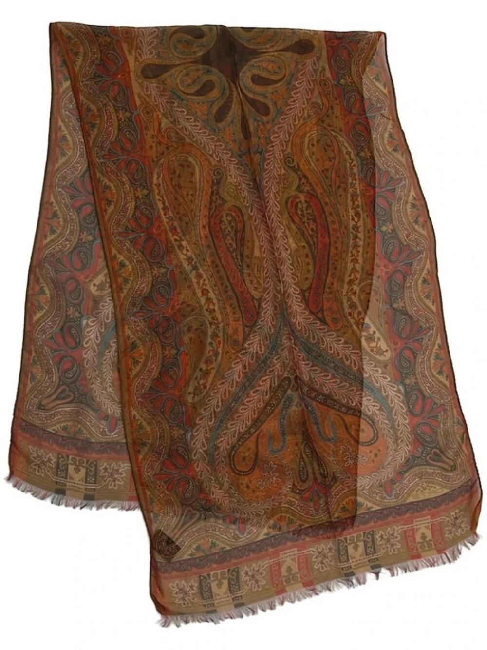ETRO Orange Red Multi Silk Scarf